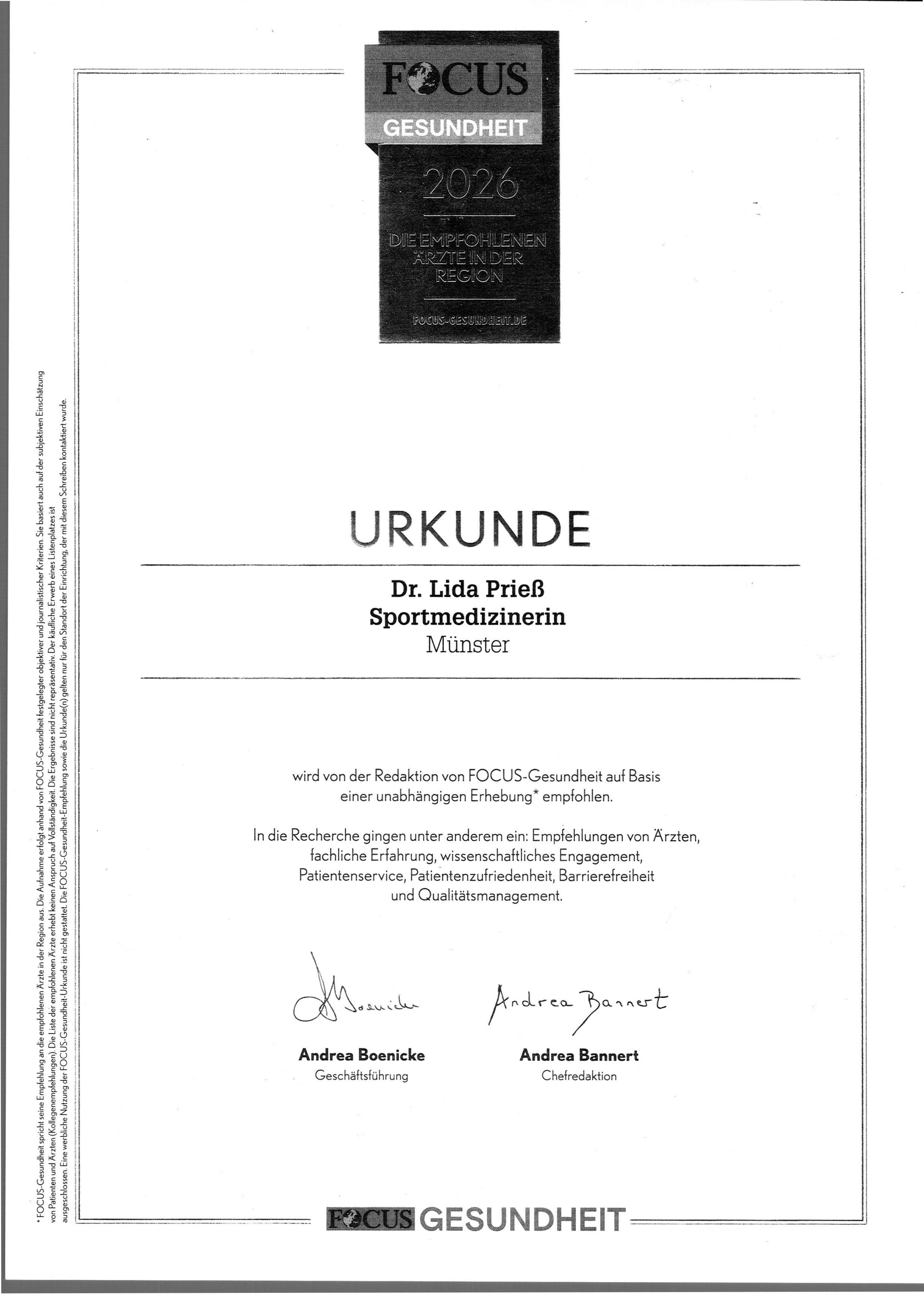 2026 Focus Gesundheit Sportmedizinerin